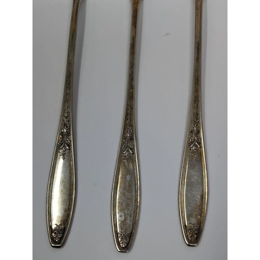 Oneida Rosemary Rockford Silverplate Set Of 9 Cocktail Forks Art Deco MCM